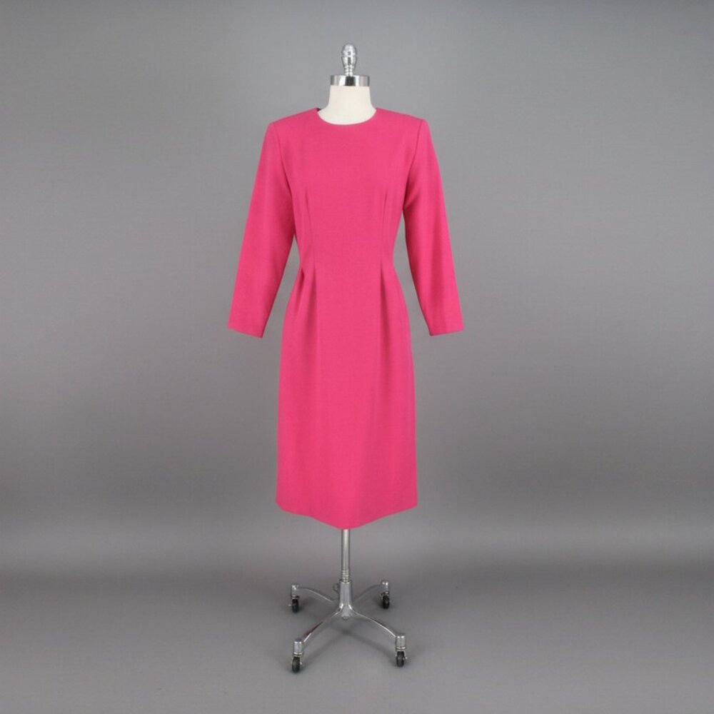 Vintage 80's Hot Pink Sheath Dress M